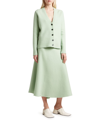 Shop Jil Sander Asymmetric Wool Midi Skirt In Light/past