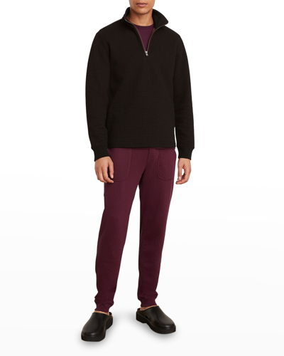Shop Vince Men's Quarter-zip Dimensional Knit Sweater In Blackbeet Root