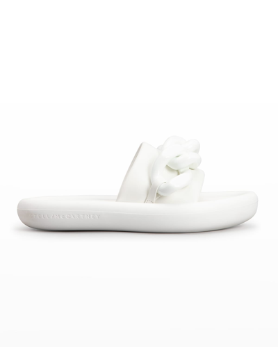 Shop Stella Mccartney Air Slide Chain Comfort Sandals In 9001 White