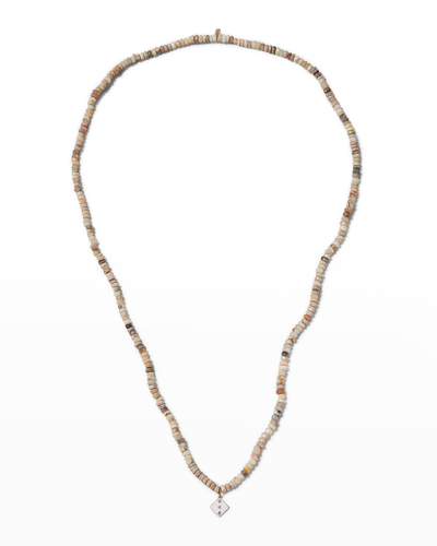 Shop Sydney Evan Men's Beaded Opal Dice Charm Necklace W/ Diamonds In Australian Opal