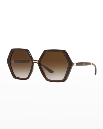 Shop Dolce & Gabbana Hexagon Acetate Sunglasses In One Color Option