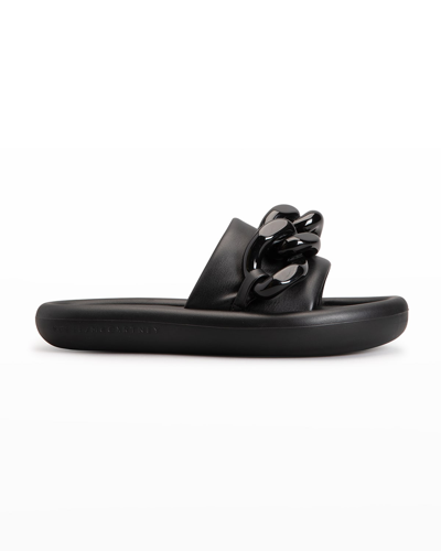 Shop Stella Mccartney Air Slide Chain Comfort Sandals In 1000 Black