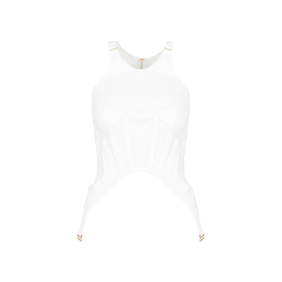 Shop Dion Lee Fin Corset Tank Top Tshirt In White