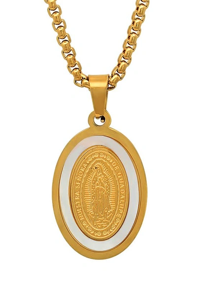 Hmy Jewelry Senora De Guadalupe Pendant Necklace In Yellow