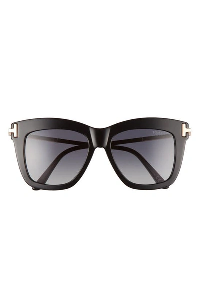 Shop Tom Ford Dasha 52mm Polarized Square Sunglasses In Black/ Rose Gold/ Smoke Grad