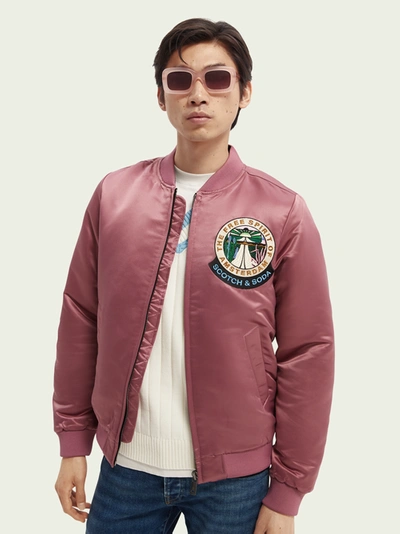 Scotch & Soda Satin Bomber Jacket In Pink | ModeSens