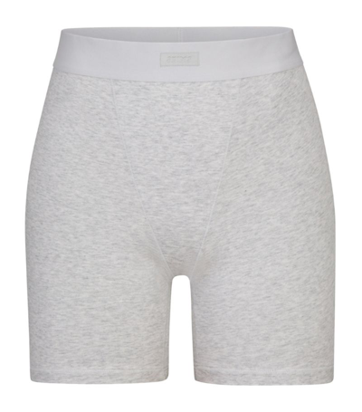 Shop Skims Boyfriend Boxer Shorts In Grey