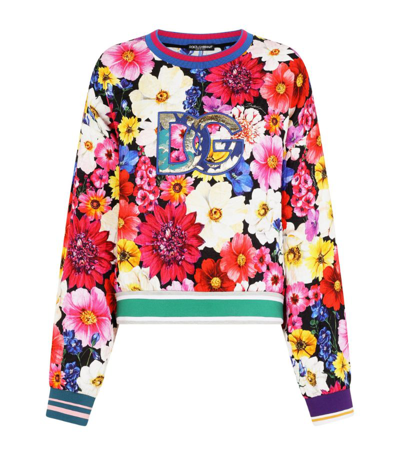 Shop Dolce & Gabbana Floral Logo Sweatshirt In Multi