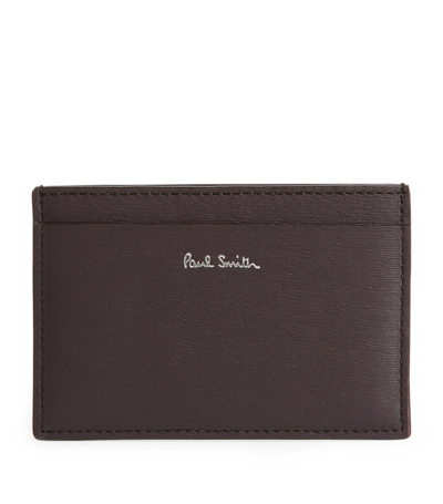 Shop Paul Smith Leather Striped Card Holder In Brown