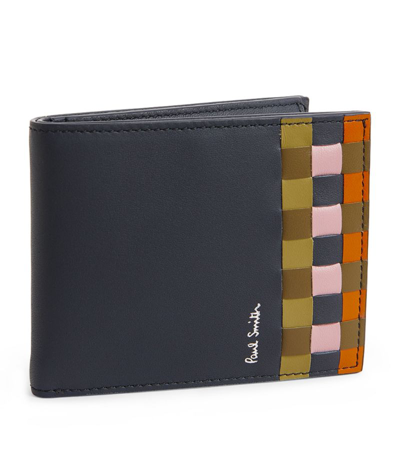 Shop Paul Smith Leather Screen Check Bifold Wallet In Black