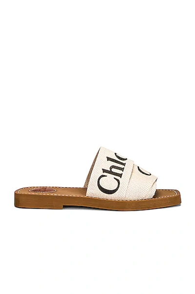 Shop Chloé Woody Flat Slides In White
