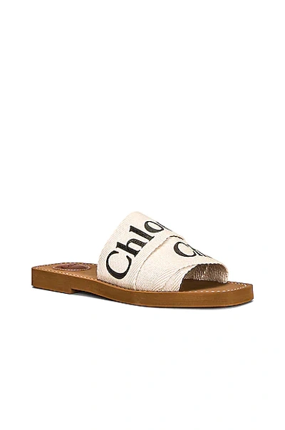 Shop Chloé Woody Flat Slides In White