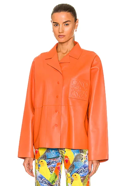 Shop Loewe Leather Anagram Pyjama Shirt In Orange
