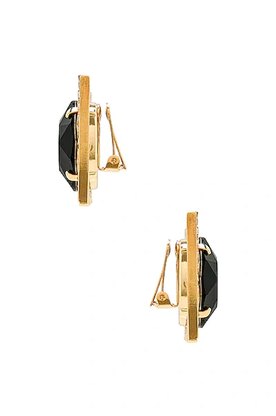Shop Alessandra Rich Square Earrings In Gold & Green