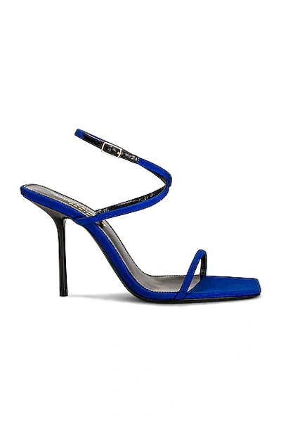 Saint Laurent Baliqua Bicolor Silk Ankle-strap Sandals In Picasso Blue