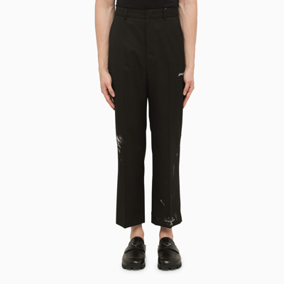 Shop Ader Error Cropped Black Trousers With Doodles