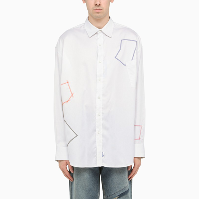 Shop Ader Error Eris White Shirt In Light Blue