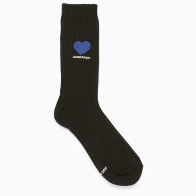 Shop Ader Error Twin Heart Socks In Black