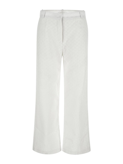 Shop Cecilie Bahnsen Textured Fabric Trousers In White