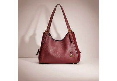 Coach Restored Lori Shoulder Bag With Snakeskin Detail In Brass/wine