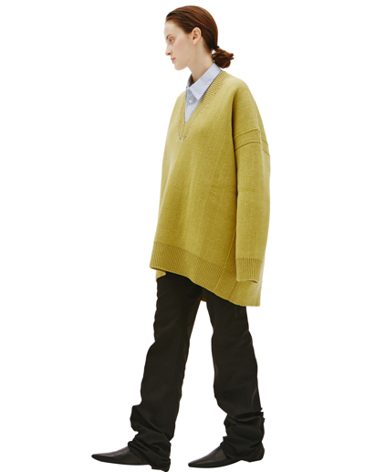 Shop Raf Simons V-neck Oversize Sweater In Green