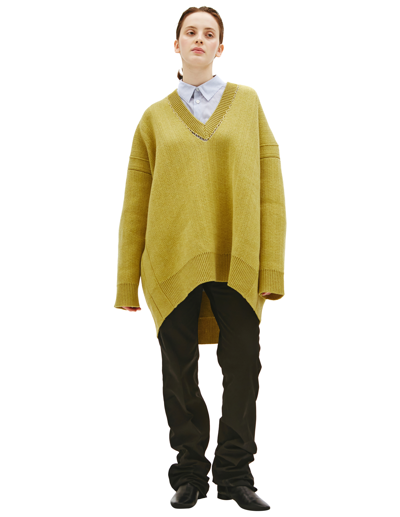 Raf Simons V-neck Oversize Sweater In Green