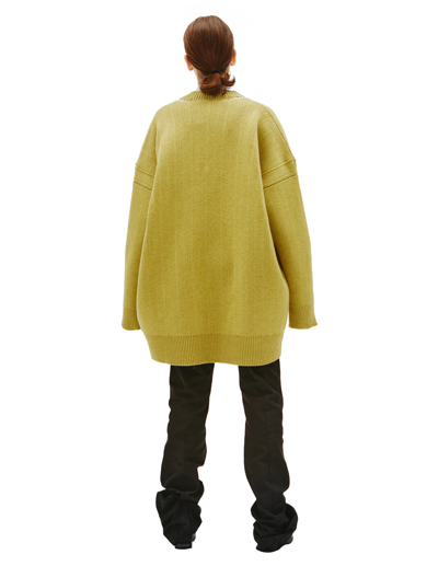 Raf Simons V-neck Oversize Sweater In Green