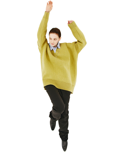 Raf Simons V-neck Oversize Sweater In Green