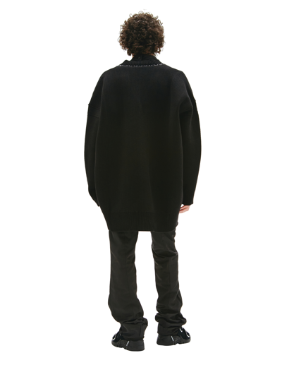 Shop Raf Simons V-neck Oversize Sweater In Black