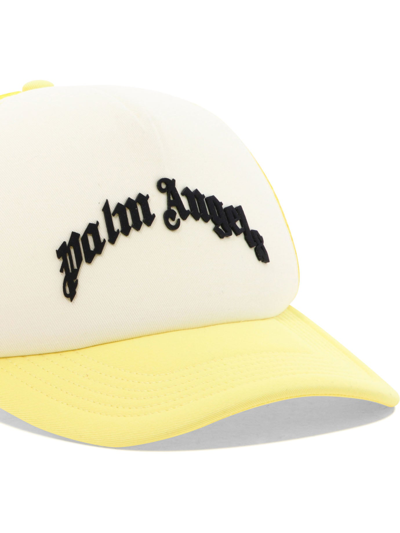 Shop Palm Angels "gd Curved Logo" Baseball Cap In Yellow