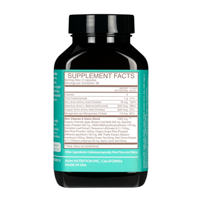 Hum Nutrition Daily Cleanse Clear Skin And Body Detox Supplement In Default Title