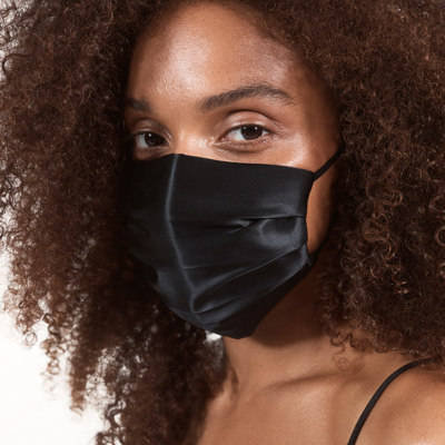 Slip Double-sided Silk Re-usable Face Covering In Black