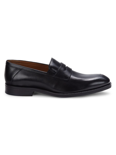 Shop Johnston & Murphy Men's Edgerton Leather Penny Loafers In Black