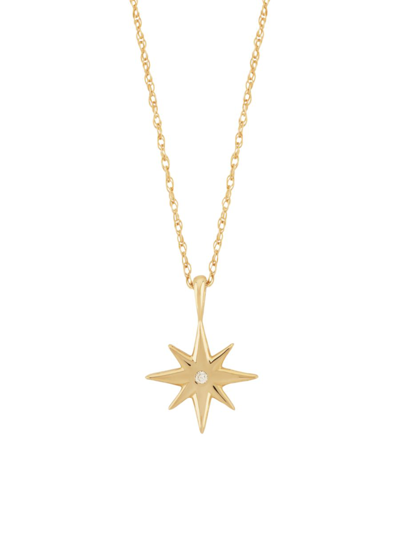 Shop Saks Fifth Avenue Women's 14k Yellow Gold & 0.01 Tcw Diamond Starburst Pendant Necklace/18"