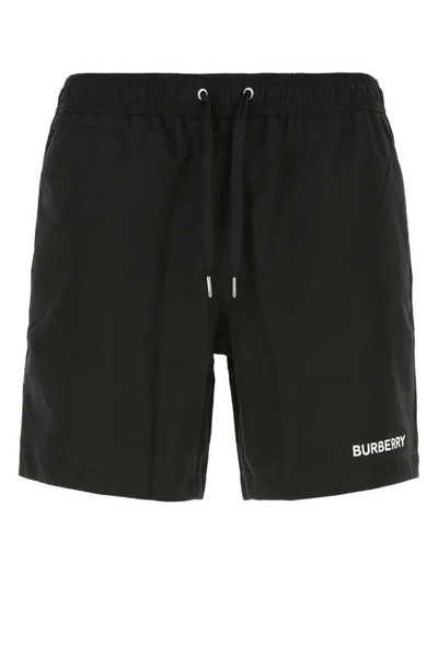 Shop Burberry Logo Print Drawstring Swim Shorts In Black
