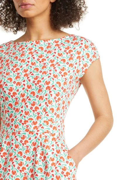 Shop Boden Florrie Floral Jersey Dress In Bright Papaya Delicate Bud