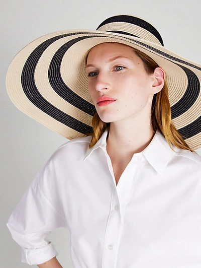 Shop Kate Spade Striped Sun Hat In Black