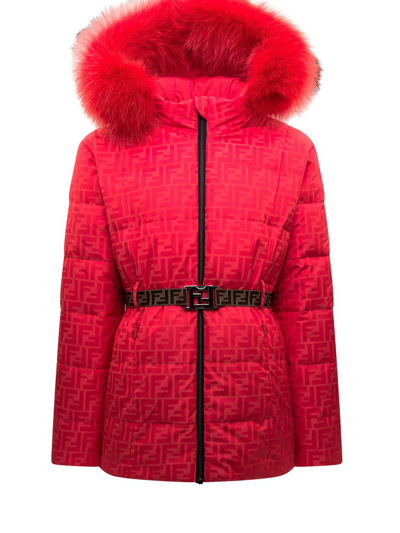 Shop Fendi Kids Ff Motif Hooded Padded Jacket In Pink