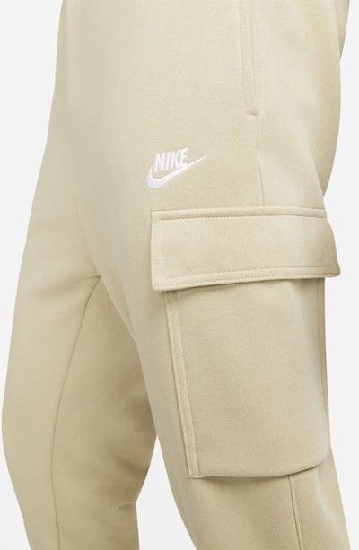 Shop Nike Club Fleece Cargo Pocket Joggers In Limestone/ Limestone/ White