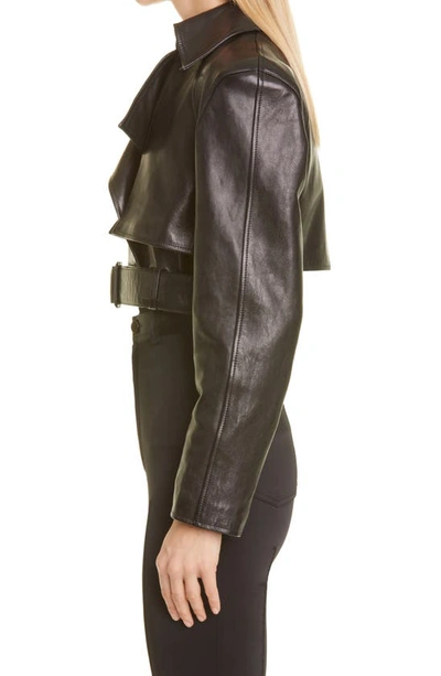 Shop Et Ochs Parker Belted Crop Calfskin Leather Jacket In Black