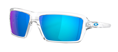 Shop Oakley Cables Oo9129-05 Wrap Polarized Sunglasses In Blue