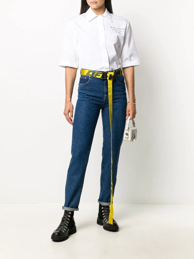 Shop Off-white Logo-print Straight-leg Jeans In Blue No Color