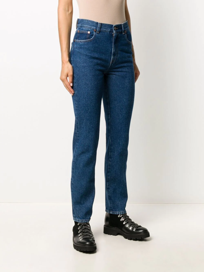 Shop Off-white Logo-print Straight-leg Jeans In Blue No Color