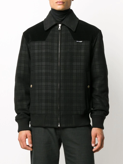 Shop Palm Angels Checked Collared Jacket In 1001 Black White