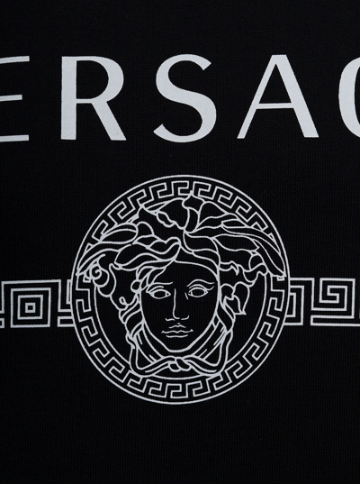 Shop Versace Black Jersey Sweatshirt With Logo Print