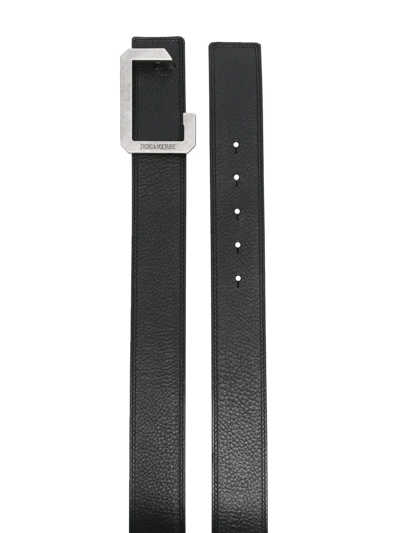 Shop Zadig & Voltaire La Reversible Leather Belt In Schwarz