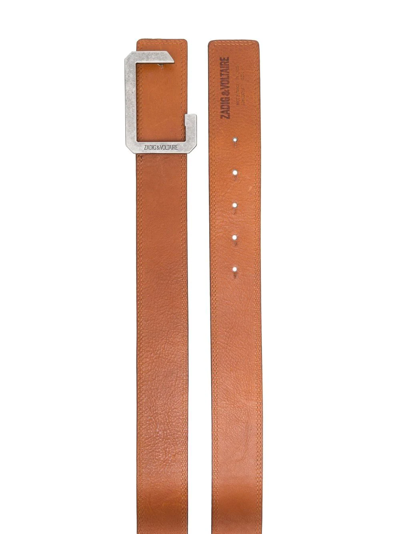 Zadig & Voltaire La Reversible Leather Belt In Braun