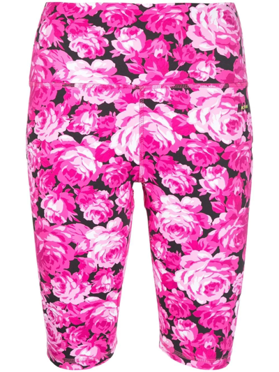 Msgm Floral-print Cycling Shorts In Rosa
