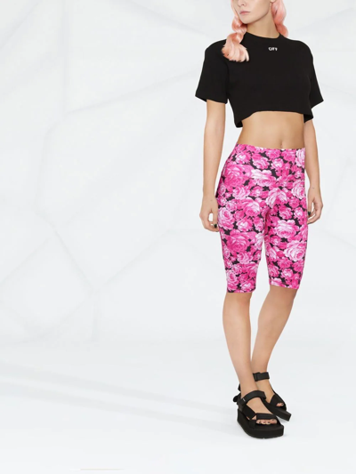 Msgm Floral-print Cycling Shorts In Rosa