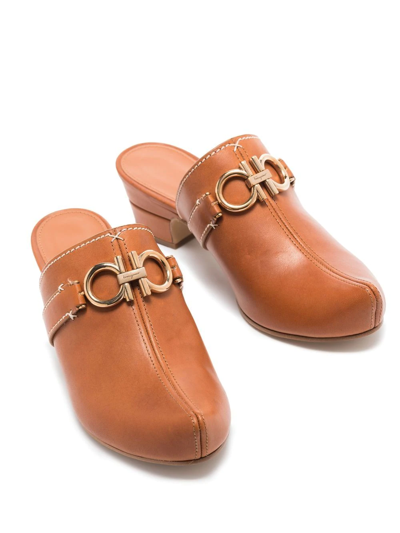 Ferragamo Gancini Slip-on Mules In Orange